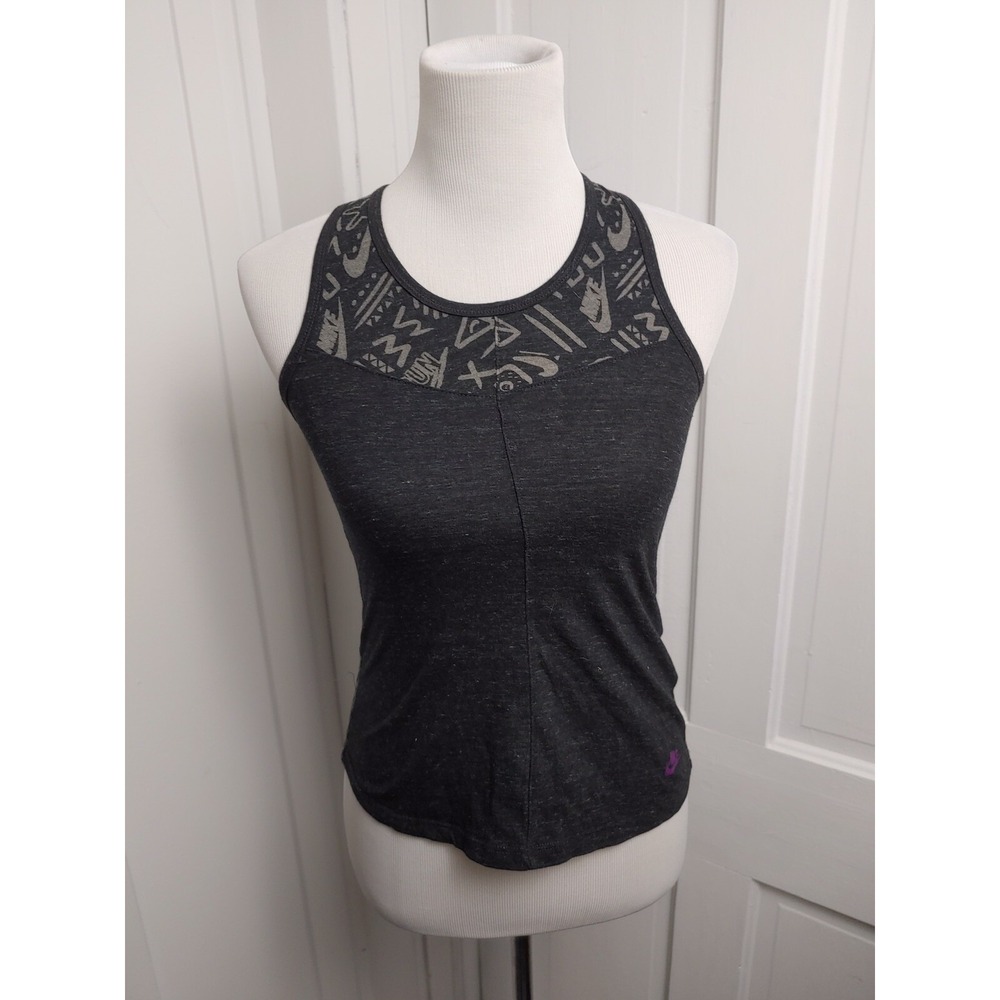 Nike Top Women's Size Medium Black Gray Racerback Design Print Tank